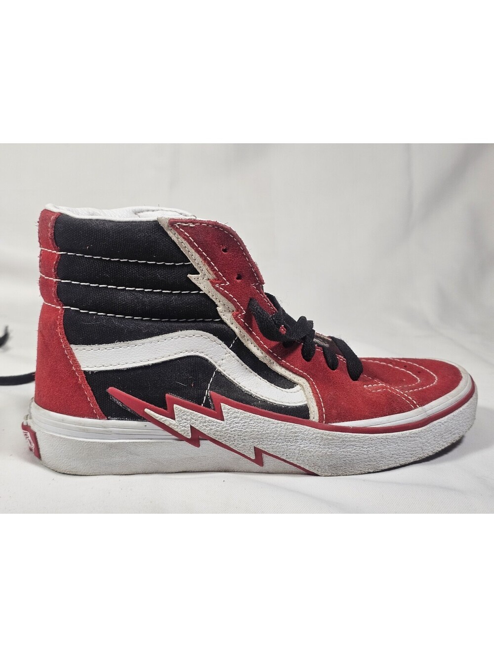 Vans Sk8-Hi (Bolt) Racing-Red/Black/White Checker Suede Skate Shoe SIZE 7 W